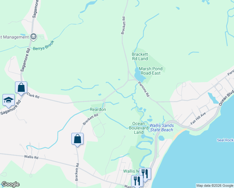 map of restaurants, bars, coffee shops, grocery stores, and more near 270 Brackett Road in Rye