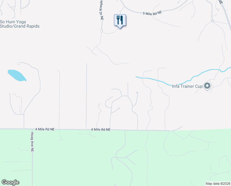 map of restaurants, bars, coffee shops, grocery stores, and more near 3799 Gunntree Court Northeast in Grand Rapids