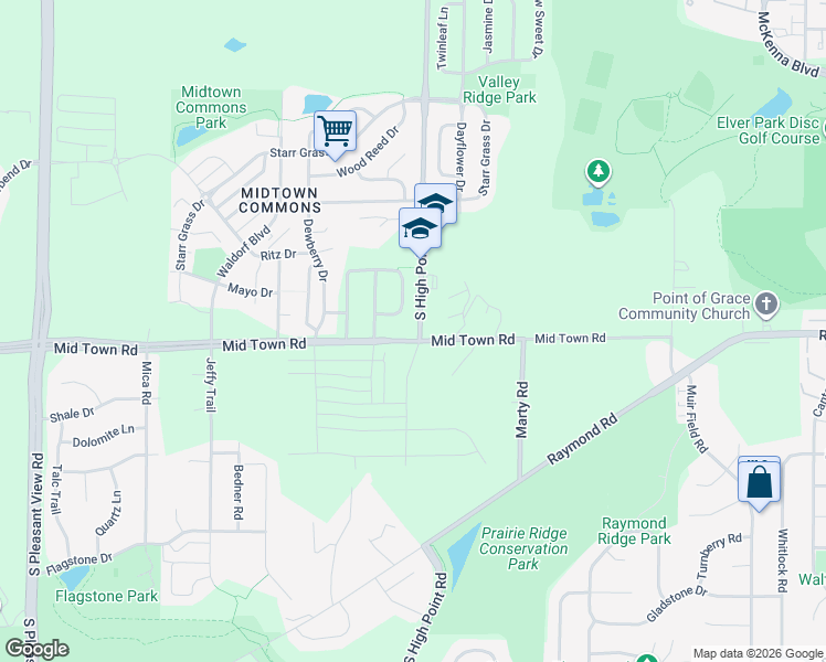 map of restaurants, bars, coffee shops, grocery stores, and more near 6804 Mid Town Road in Madison