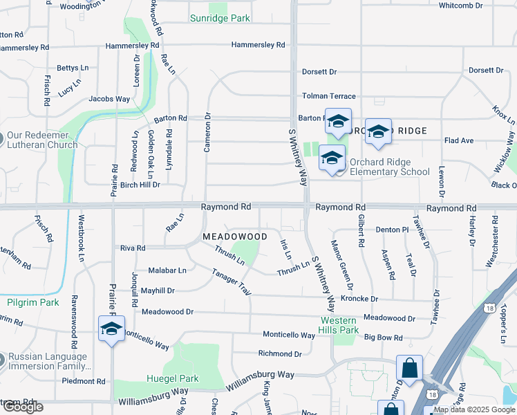 map of restaurants, bars, coffee shops, grocery stores, and more near 2000 Leland Drive in Madison