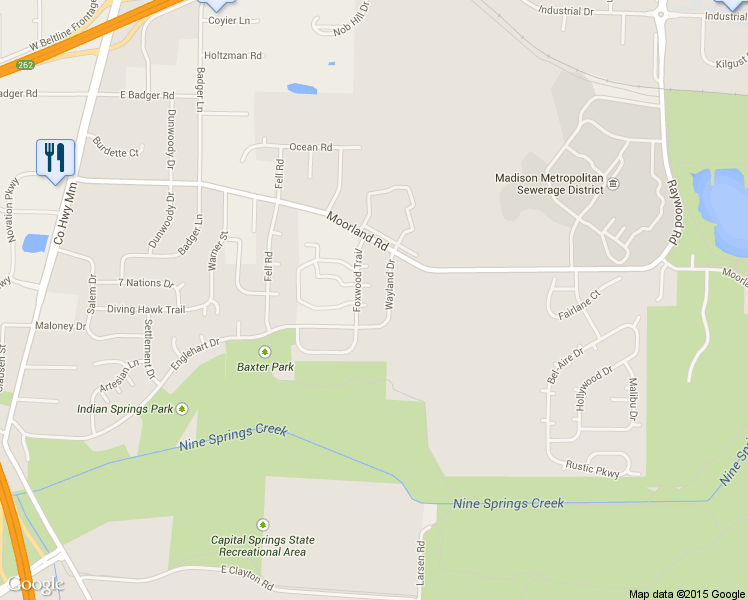 map of restaurants, bars, coffee shops, grocery stores, and more near 2937 Foxwood Trail in Madison