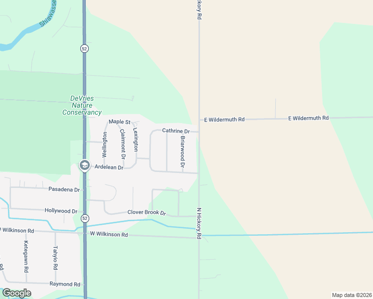 map of restaurants, bars, coffee shops, grocery stores, and more near 2388 Briarwood Drive in Owosso