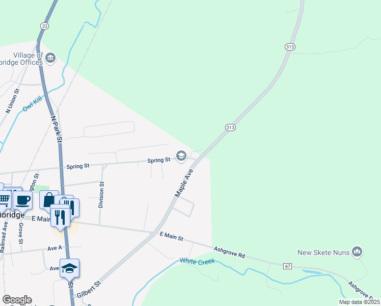 map of restaurants, bars, coffee shops, grocery stores, and more near 93 Spring Street in Cambridge