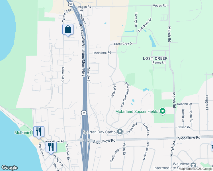 map of restaurants, bars, coffee shops, grocery stores, and more near 19 Eagles Perch Circle in Madison