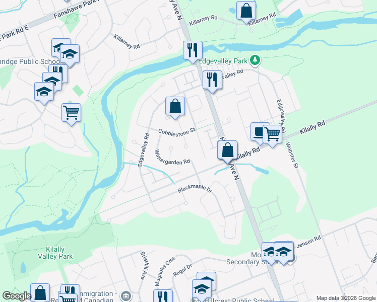 map of restaurants, bars, coffee shops, grocery stores, and more near 27 Farmhouse Court in London