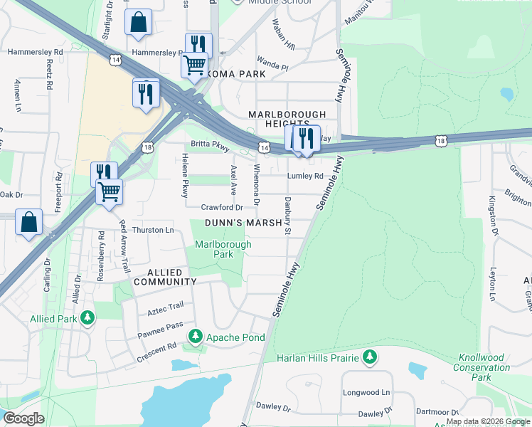map of restaurants, bars, coffee shops, grocery stores, and more near 4326 Milford Rd in Madison