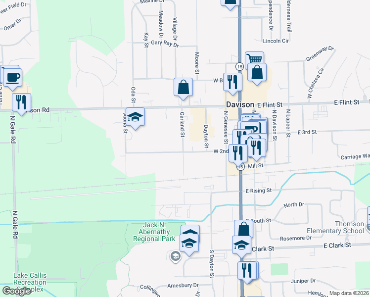 map of restaurants, bars, coffee shops, grocery stores, and more near 330 West 2nd Street in Davison
