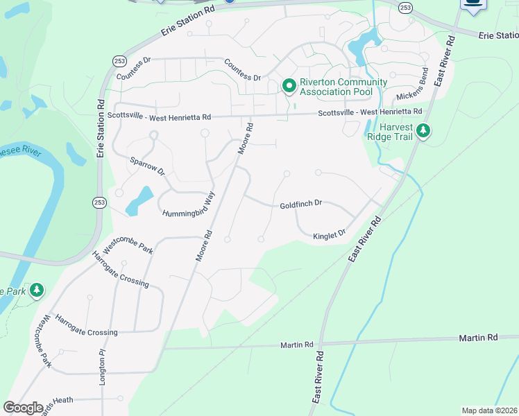 map of restaurants, bars, coffee shops, grocery stores, and more near 11 Goldfinch Dr in West Henrietta