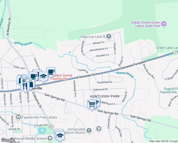 map of restaurants, bars, coffee shops, grocery stores, and more near 102 Cashin Drive in Fayetteville