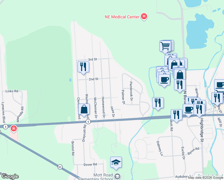 map of restaurants, bars, coffee shops, grocery stores, and more near 210 Hunt Drive in Fayetteville