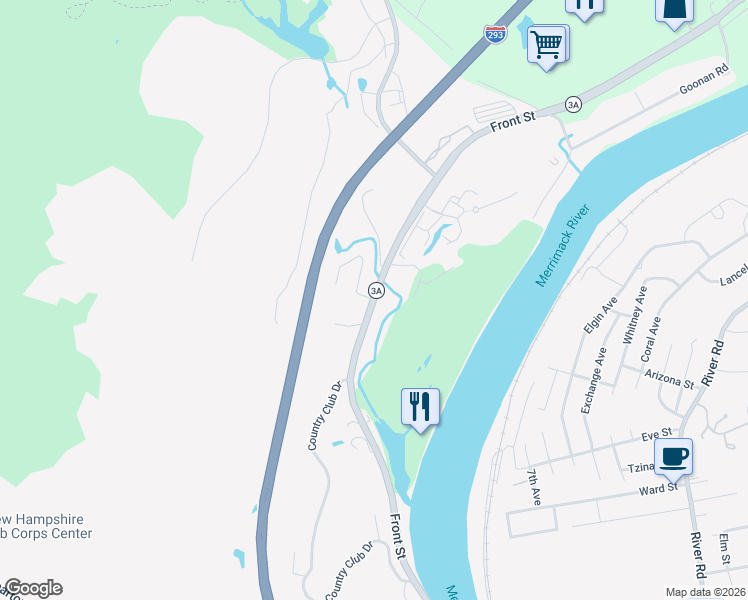 map of restaurants, bars, coffee shops, grocery stores, and more near 1824 Front Street in Manchester