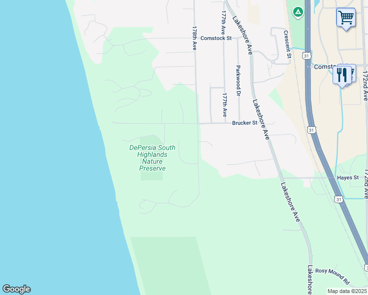 map of restaurants, bars, coffee shops, grocery stores, and more near 17855 Dewberry Place in Grand Haven