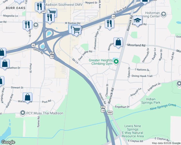 map of restaurants, bars, coffee shops, grocery stores, and more near in Fitchburg