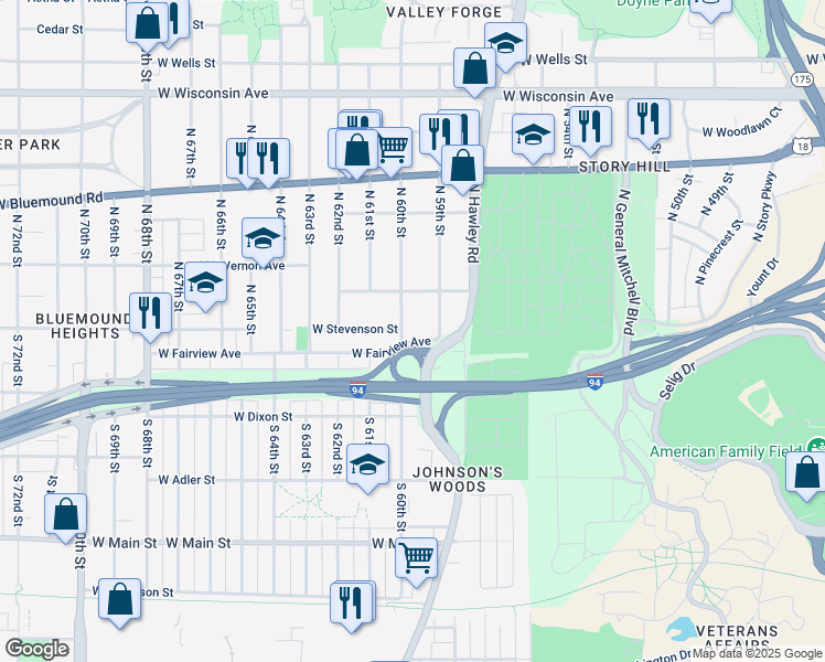 map of restaurants, bars, coffee shops, grocery stores, and more near 124 N 60th St in Milwaukee