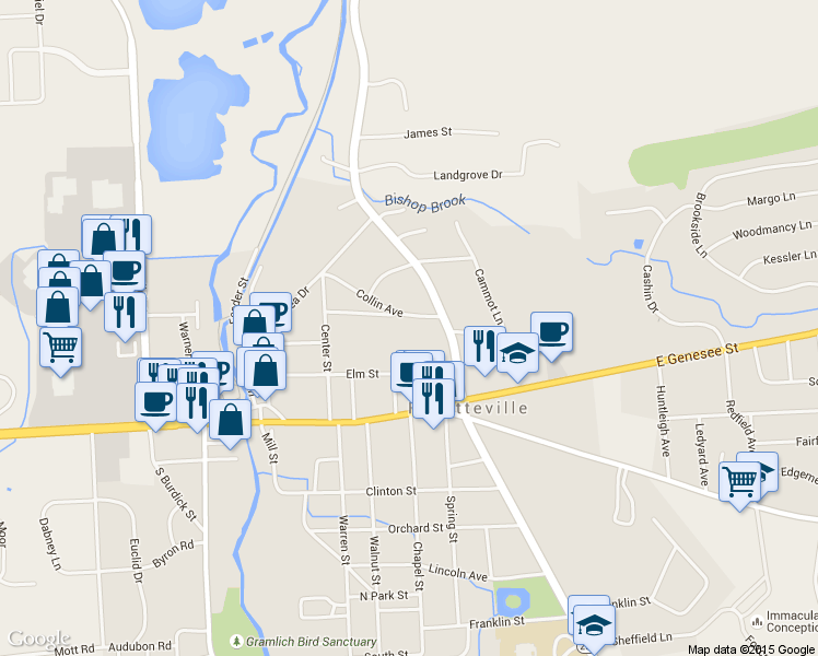 map of restaurants, bars, coffee shops, grocery stores, and more near 304 Collin Avenue in Fayetteville