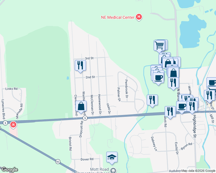 map of restaurants, bars, coffee shops, grocery stores, and more near 210 Hunt Drive in Fayetteville