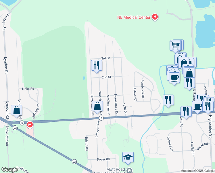 map of restaurants, bars, coffee shops, grocery stores, and more near 211 McClennan Drive in Fayetteville