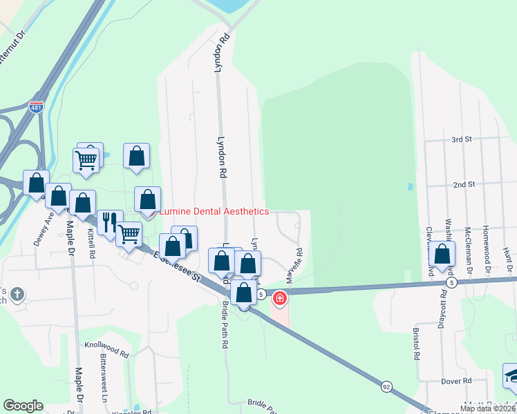 map of restaurants, bars, coffee shops, grocery stores, and more near 22 Lynacres Boulevard in Fayetteville