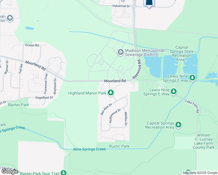 map of restaurants, bars, coffee shops, grocery stores, and more near 35 Fairlane Court in Madison