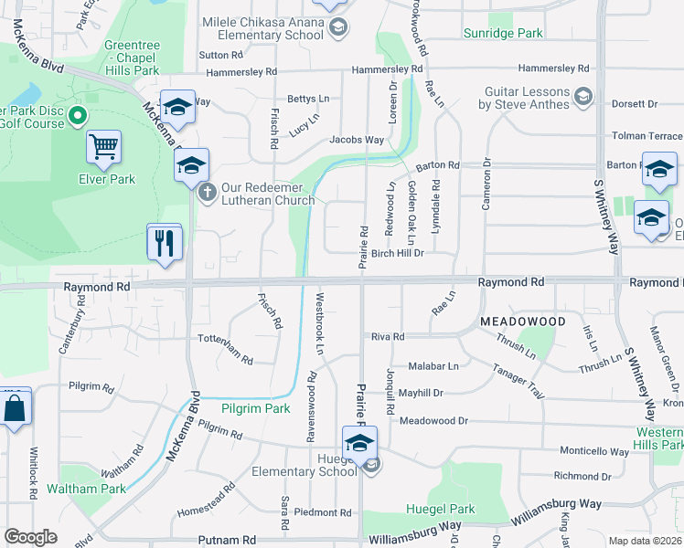 map of restaurants, bars, coffee shops, grocery stores, and more near 6220 Raymond Road in Madison