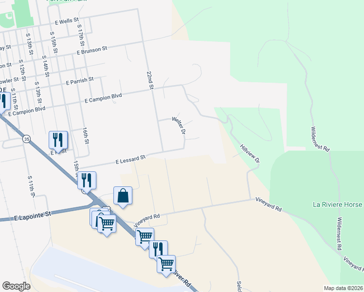 map of restaurants, bars, coffee shops, grocery stores, and more near 1720 Welter Drive in Prairie du Chien