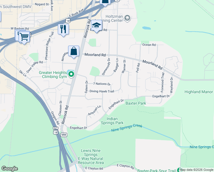 map of restaurants, bars, coffee shops, grocery stores, and more near 609 7 Nations Drive in Madison