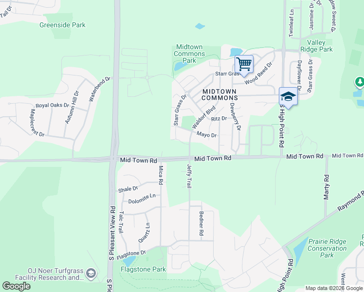 map of restaurants, bars, coffee shops, grocery stores, and more near 8256 Mid Town Road in Madison