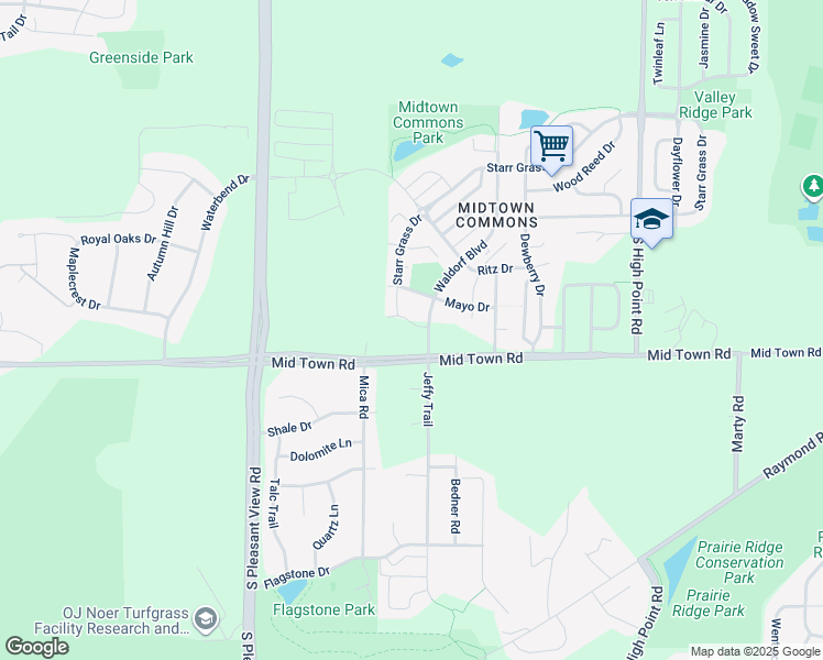 map of restaurants, bars, coffee shops, grocery stores, and more near 1848 Waldorf Boulevard in Madison