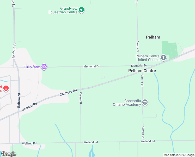 map of restaurants, bars, coffee shops, grocery stores, and more near 567 Canboro Road in Pelham