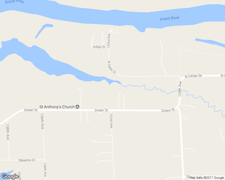 map of restaurants, bars, coffee shops, grocery stores, and more near 13193 Green Street in Grand Haven