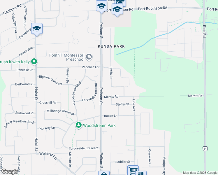 map of restaurants, bars, coffee shops, grocery stores, and more near 62 Stella Street in Pelham