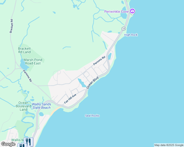 map of restaurants, bars, coffee shops, grocery stores, and more near 10 Bass Drive in Rye