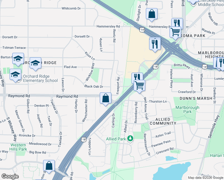 map of restaurants, bars, coffee shops, grocery stores, and more near 2015 Reetz Road in Madison