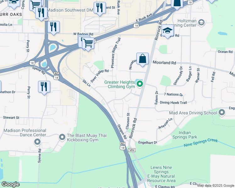 map of restaurants, bars, coffee shops, grocery stores, and more near 6308 Metropolitan Lane in Monona