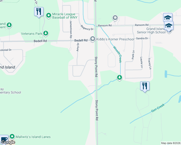 map of restaurants, bars, coffee shops, grocery stores, and more near 118 Independence Lane in Grand Island
