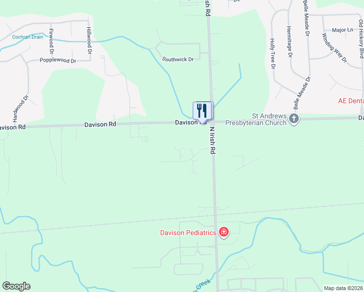 map of restaurants, bars, coffee shops, grocery stores, and more near 1445 Steeple Chase Court in Davison