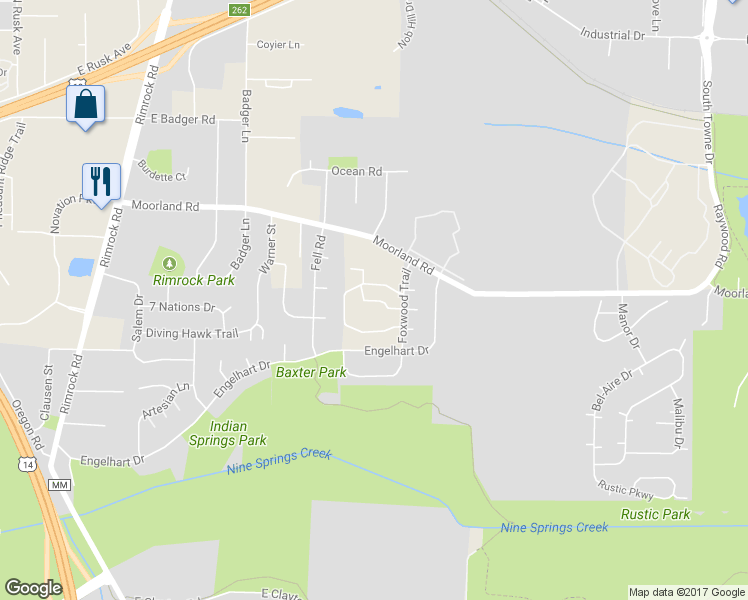 map of restaurants, bars, coffee shops, grocery stores, and more near 1034 South Sunny Vale Lane in Madison
