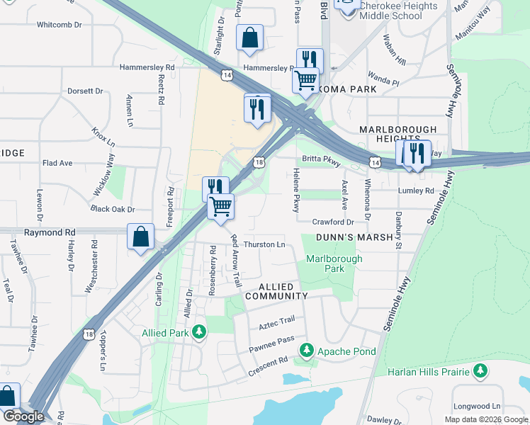 map of restaurants, bars, coffee shops, grocery stores, and more near 4647 Atticus Way in Madison