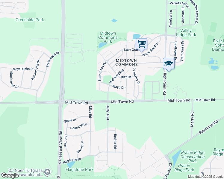 map of restaurants, bars, coffee shops, grocery stores, and more near 8137 Mayo Drive in Madison