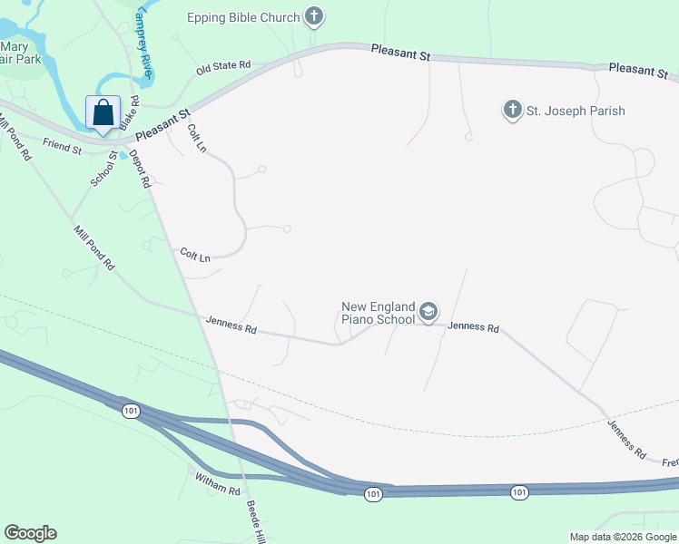 map of restaurants, bars, coffee shops, grocery stores, and more near 97 Jenness Road in Epping