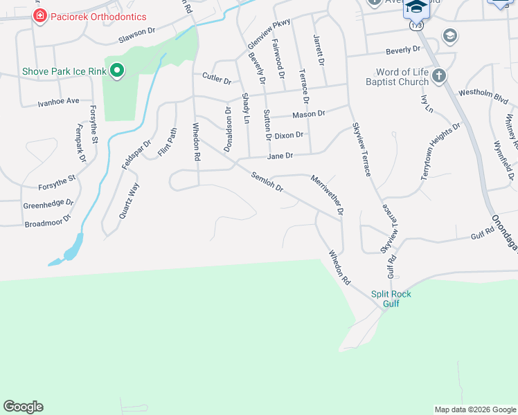 map of restaurants, bars, coffee shops, grocery stores, and more near 129 Peridot Drive in Syracuse