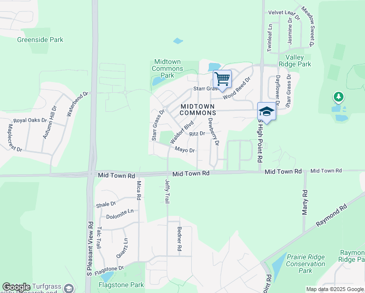 map of restaurants, bars, coffee shops, grocery stores, and more near 1715 Waldorf Boulevard in Madison