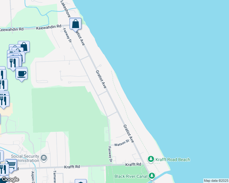 map of restaurants, bars, coffee shops, grocery stores, and more near 4250 Gratiot Avenue in Port Huron