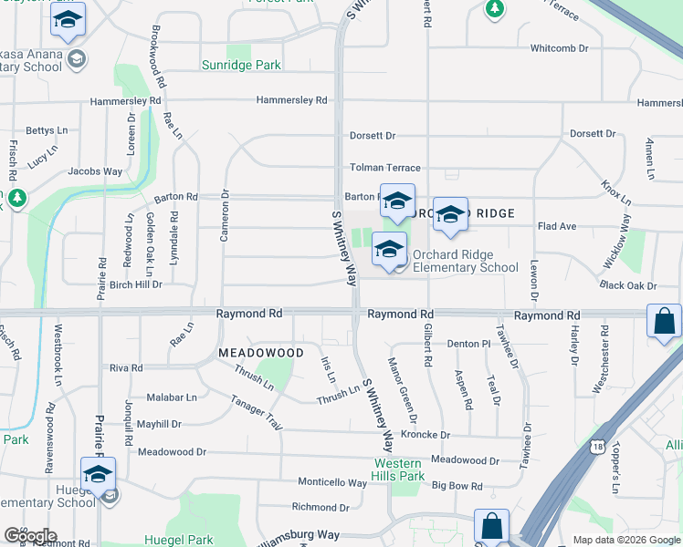 map of restaurants, bars, coffee shops, grocery stores, and more near 5705 Bartlett Lane in Madison