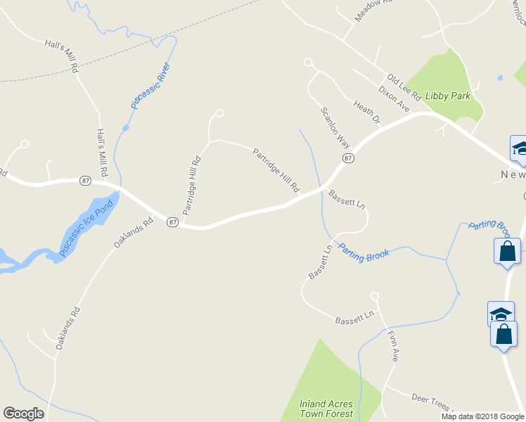 map of restaurants, bars, coffee shops, grocery stores, and more near 101 Piscassic Road in Newfields