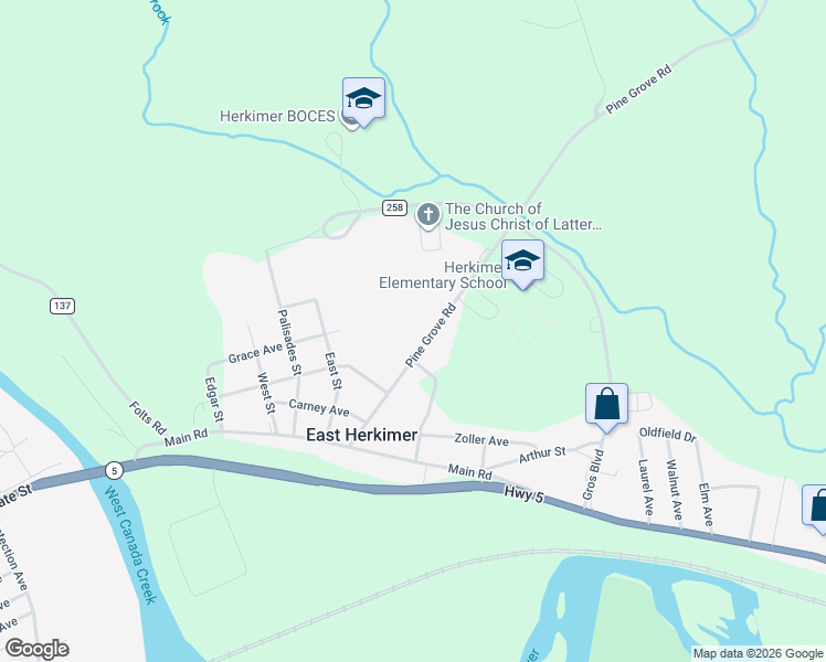 map of restaurants, bars, coffee shops, grocery stores, and more near 165 Pine Grove Rd in Herkimer