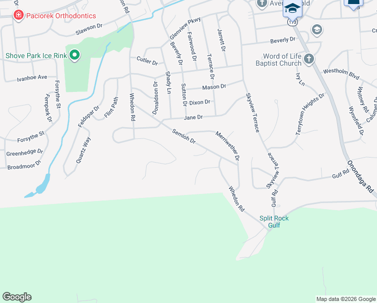 map of restaurants, bars, coffee shops, grocery stores, and more near 102 Preston Circle in Syracuse
