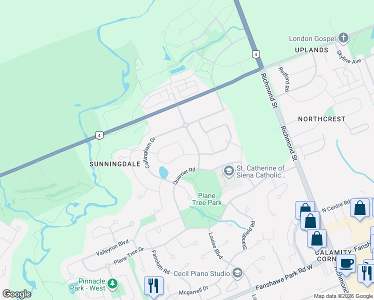 map of restaurants, bars, coffee shops, grocery stores, and more near in London