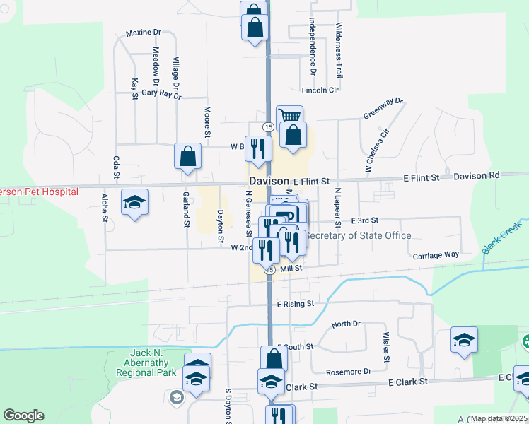 map of restaurants, bars, coffee shops, grocery stores, and more near 415 North State Road in Davison