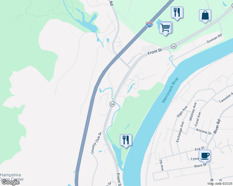 map of restaurants, bars, coffee shops, grocery stores, and more near 1066 Front Street in Manchester